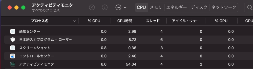 アクティビティモニタ